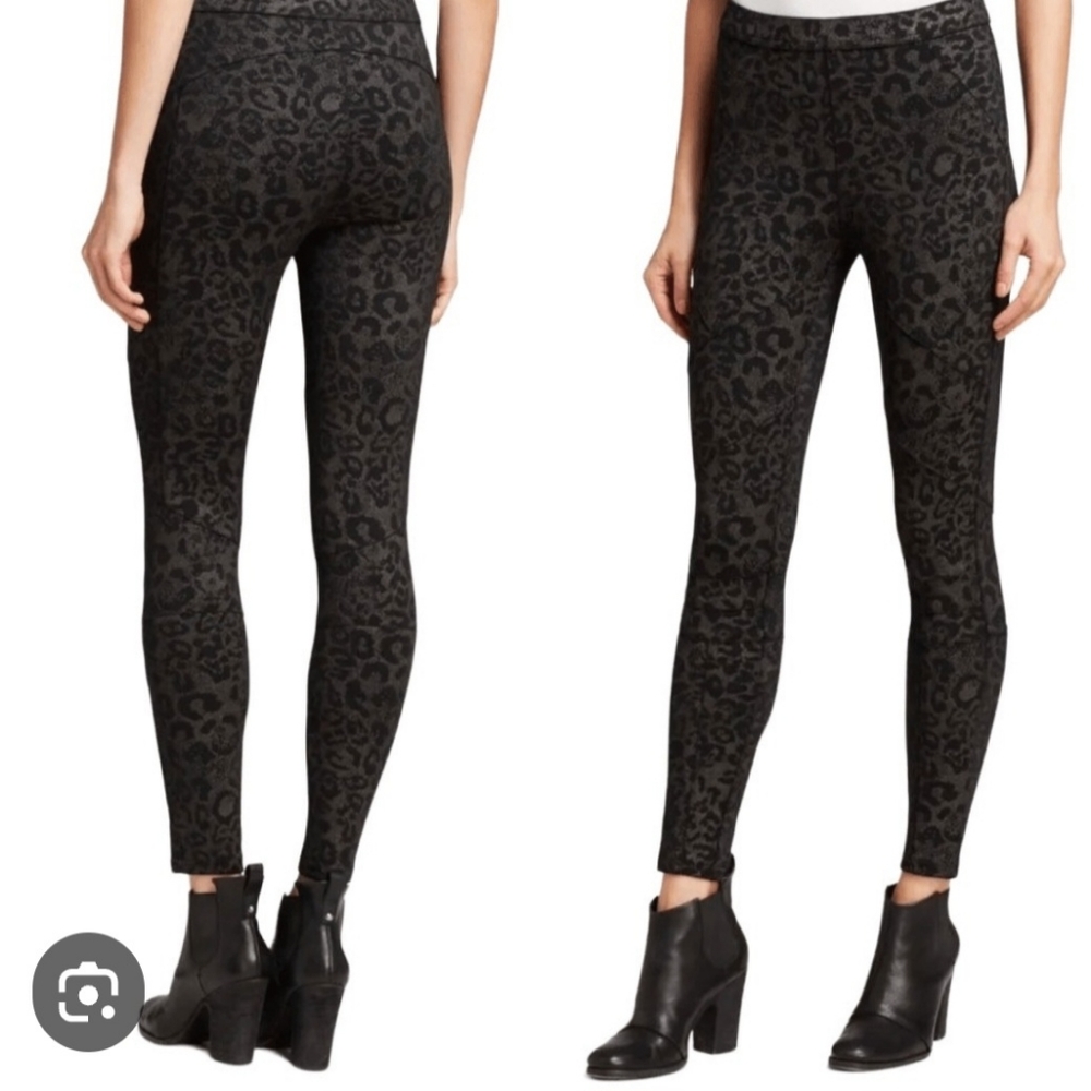 Free People Leopard Print High Waist Leggings XS Grunge Moto Style - Picture 2 of 8